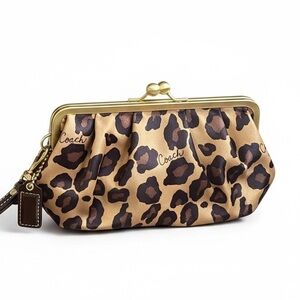 Coach Leopard Ocelot Satin Framed Kisslock
